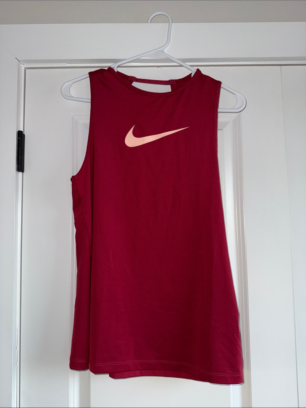 Nike Maroon Athletic Tank with Light Pink Swoosh